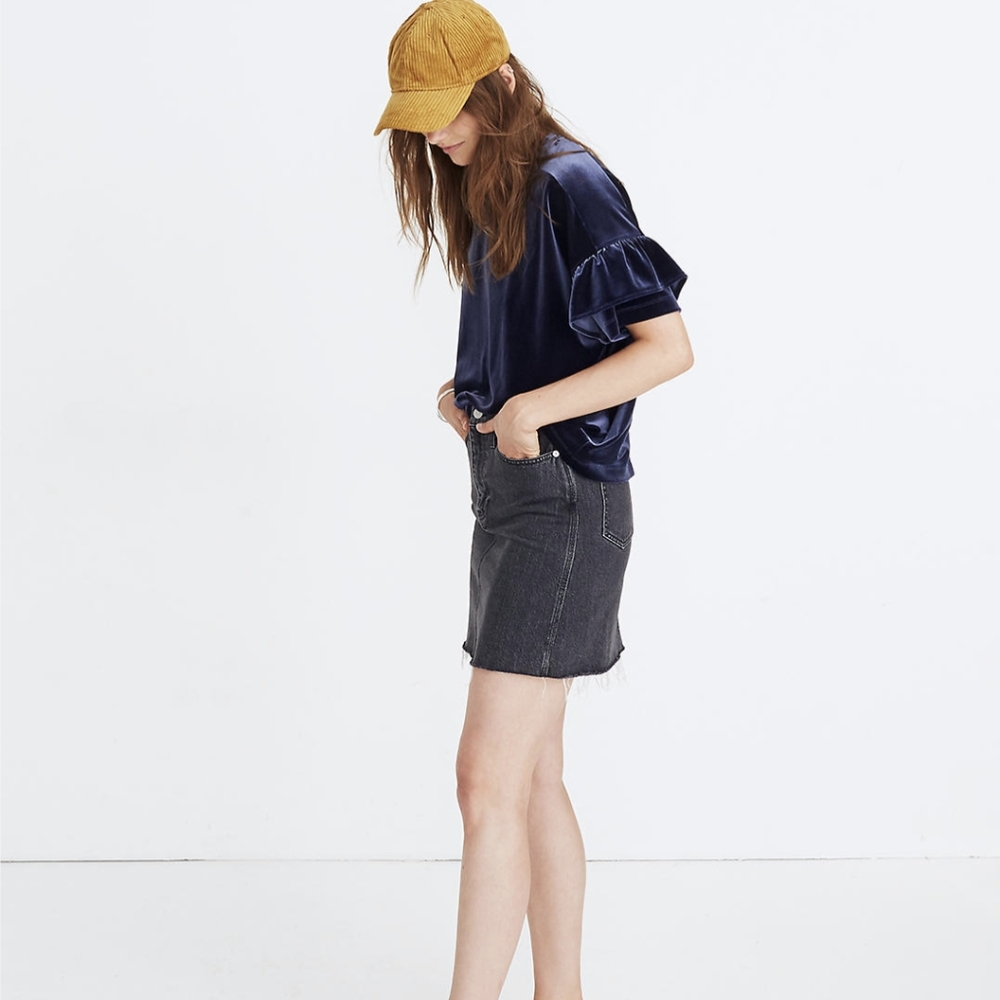 Madewell Velvet Ruffle Sleeve Tee